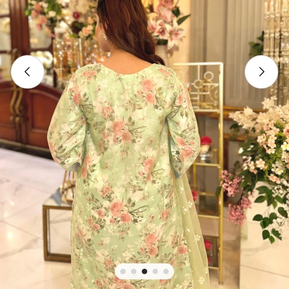 Floral Embroidered Green Suit - Picture 3 of 3